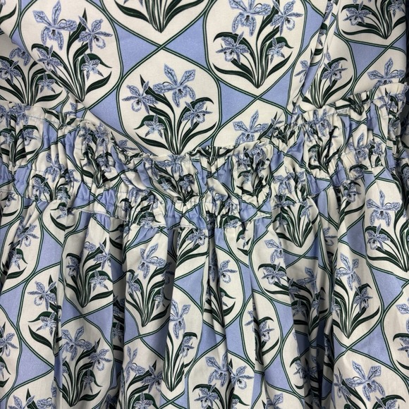 AGUA BY AGUA BENDITA Jamaica Off-The-Shoulder Balloon Floral Top L Celeste READ - Picture 3 of 16